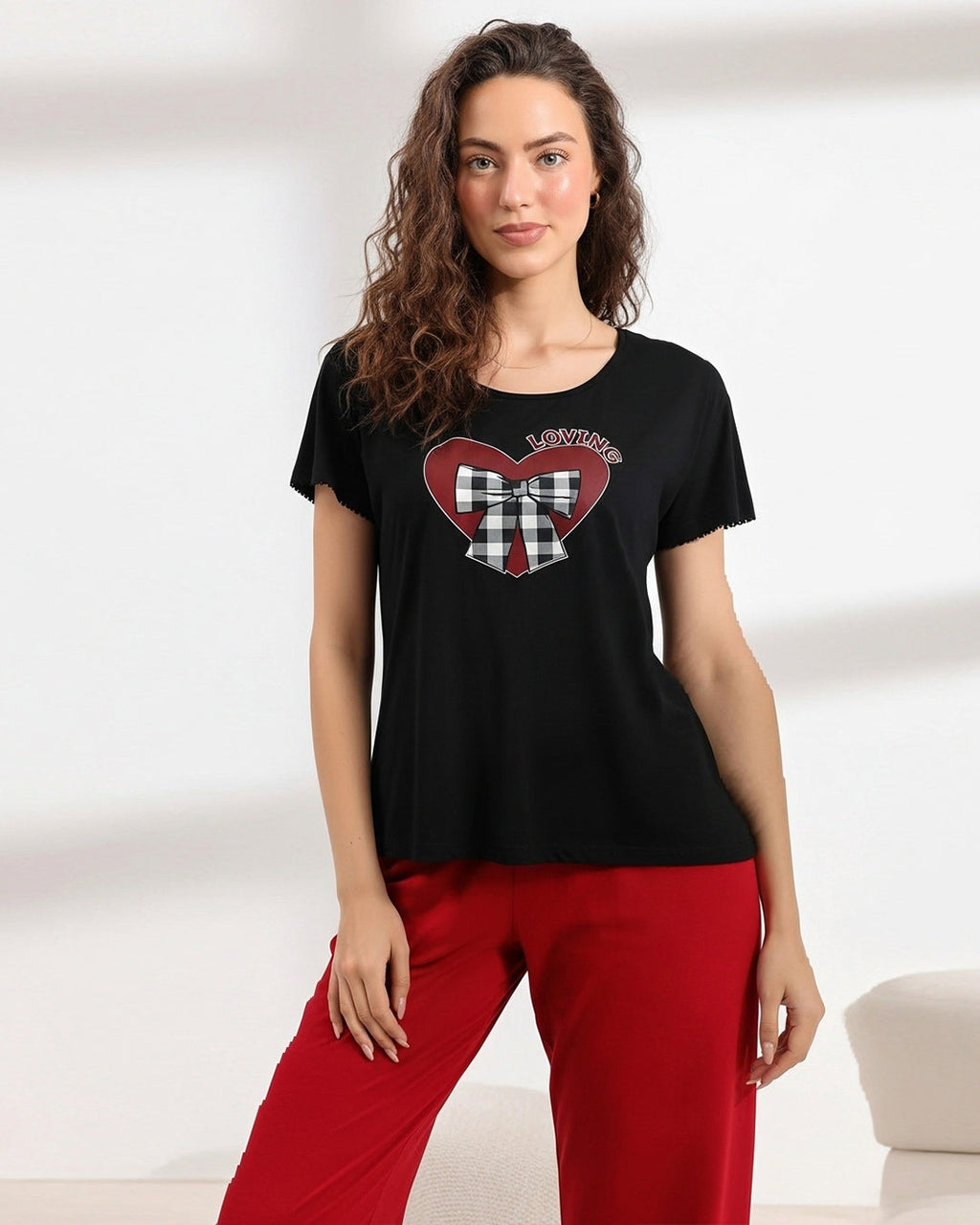 Cotton PJ Set - Red Chic