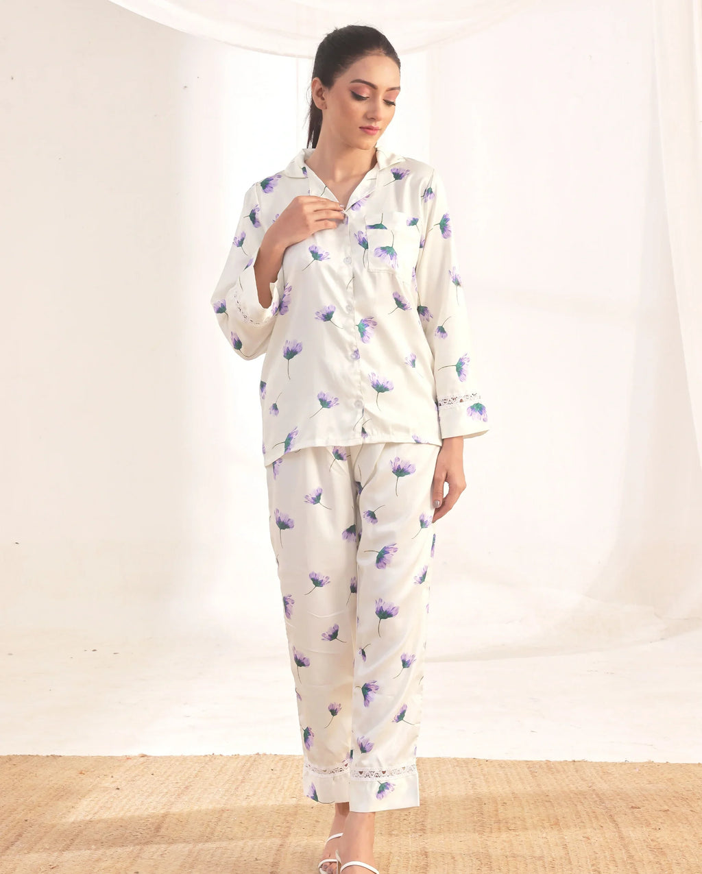 Silk Pajama Suit - Floral Haze