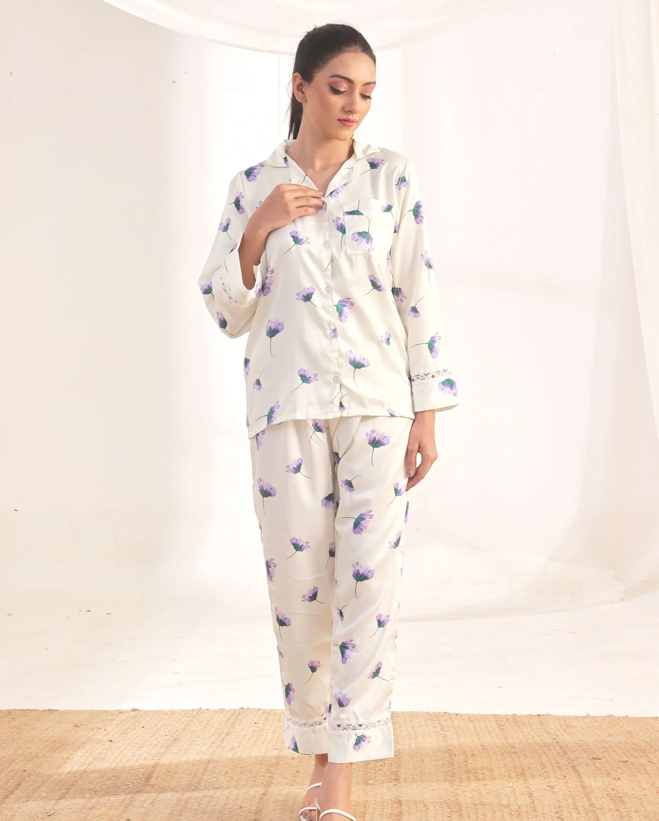 Silk Pajama Suit - Floral Haze