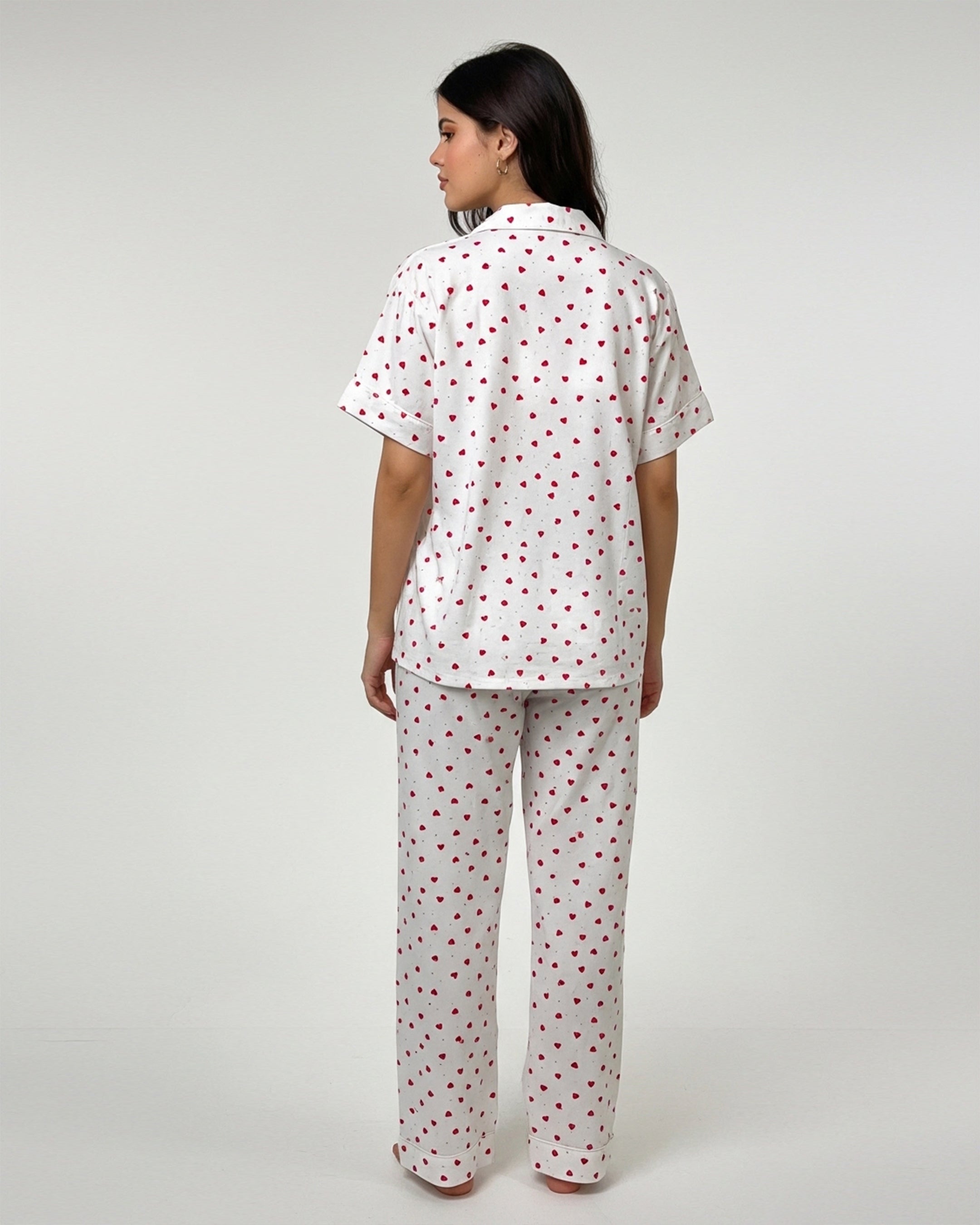 Linen Pajama Suit - Heartsy Glow