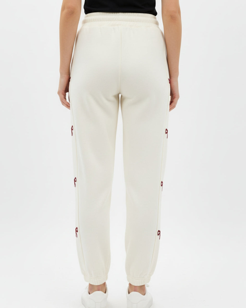 Fleece Trouser – Bow Print - Off White