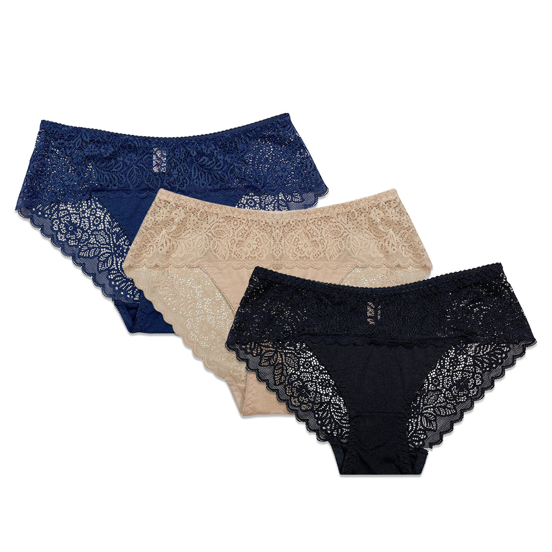 Pack of 3 Briefs Panties - Lace Desire