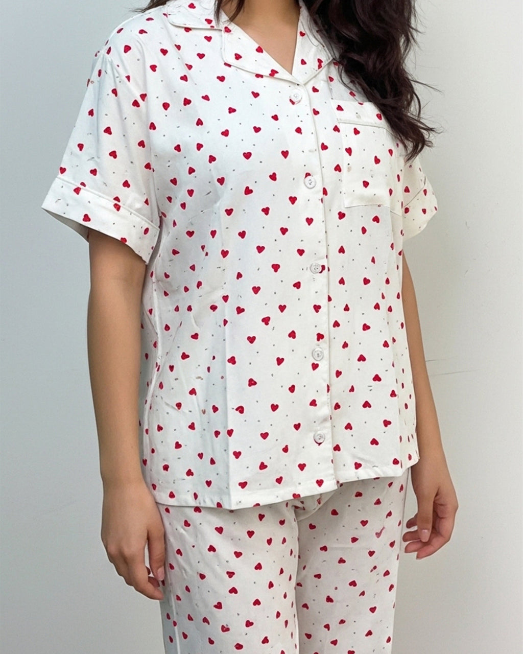 Linen Pajama Suit - Heartsy Glow