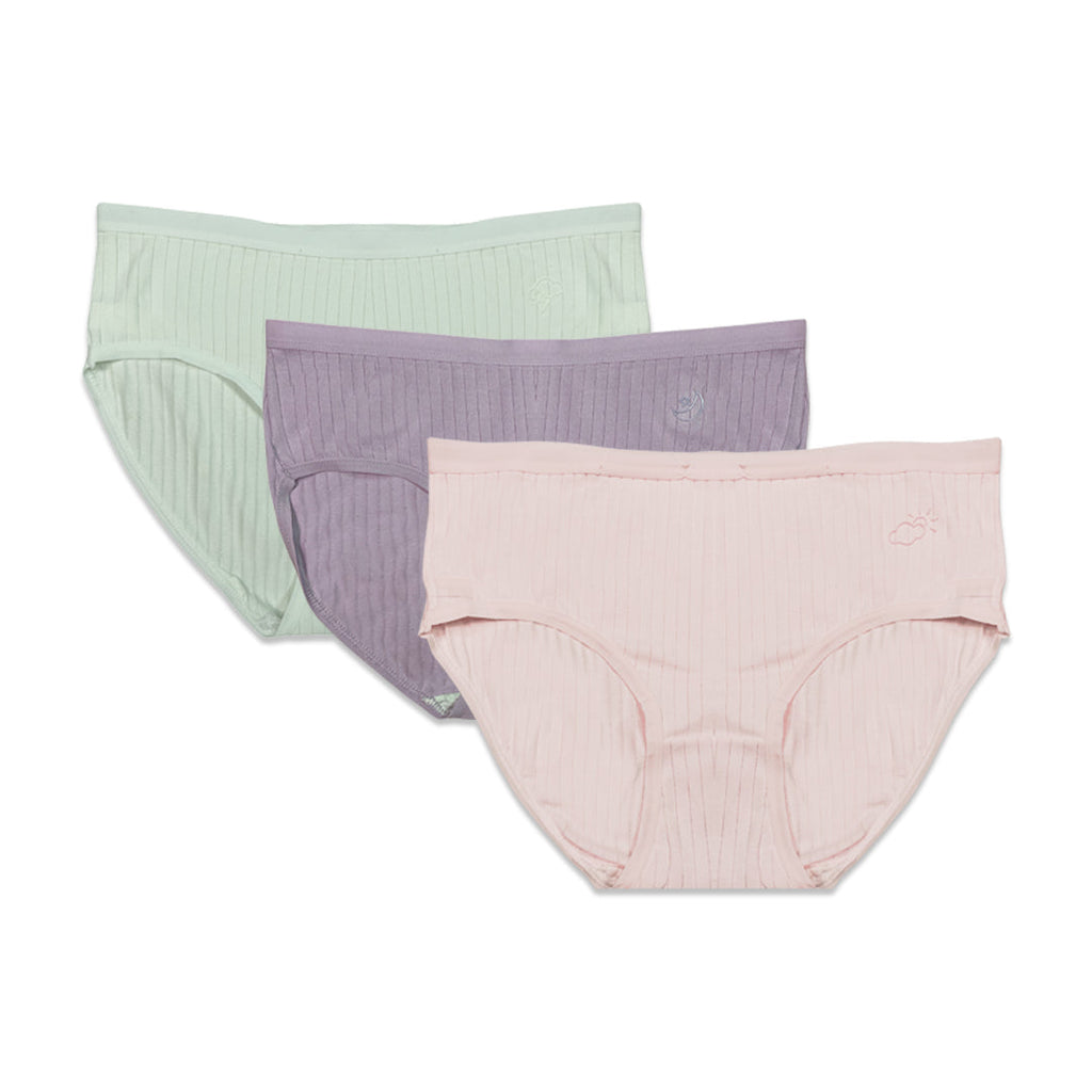 Pack of 3 Briefs Panties - Ribbed Cotton
