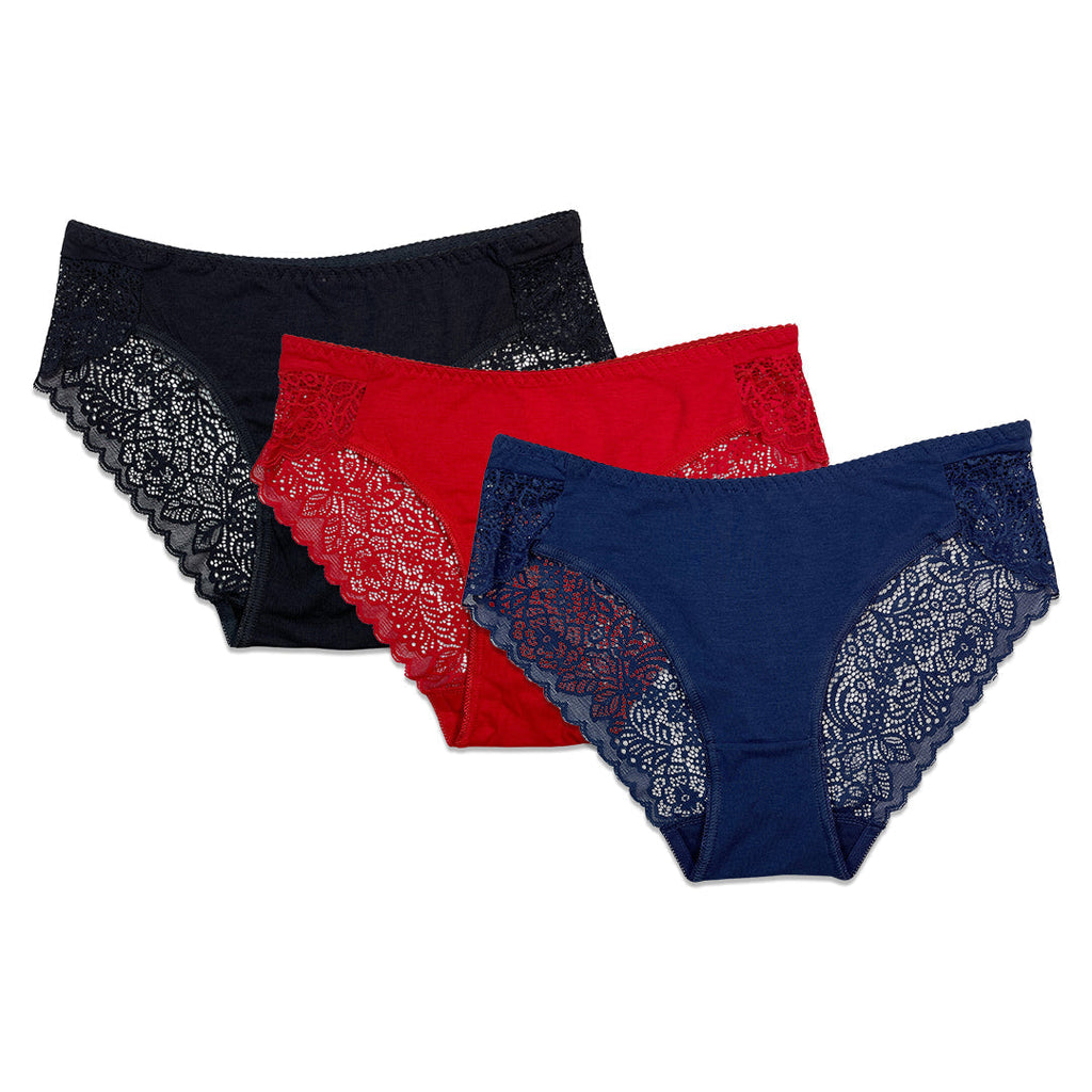 Pack of 3 Briefs Panties - Lace Charm