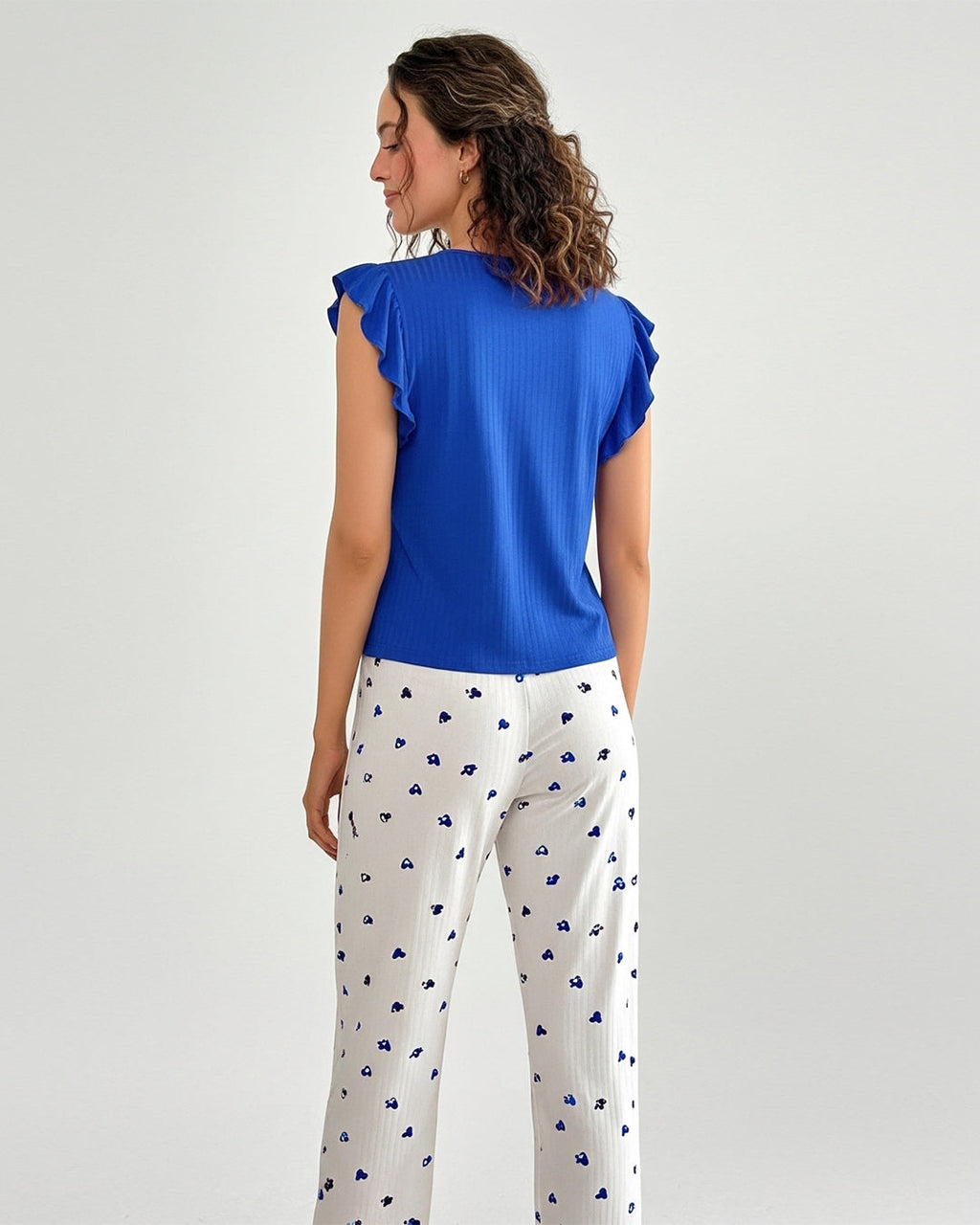 Cotton PJ Set - Heart Ease - Blue