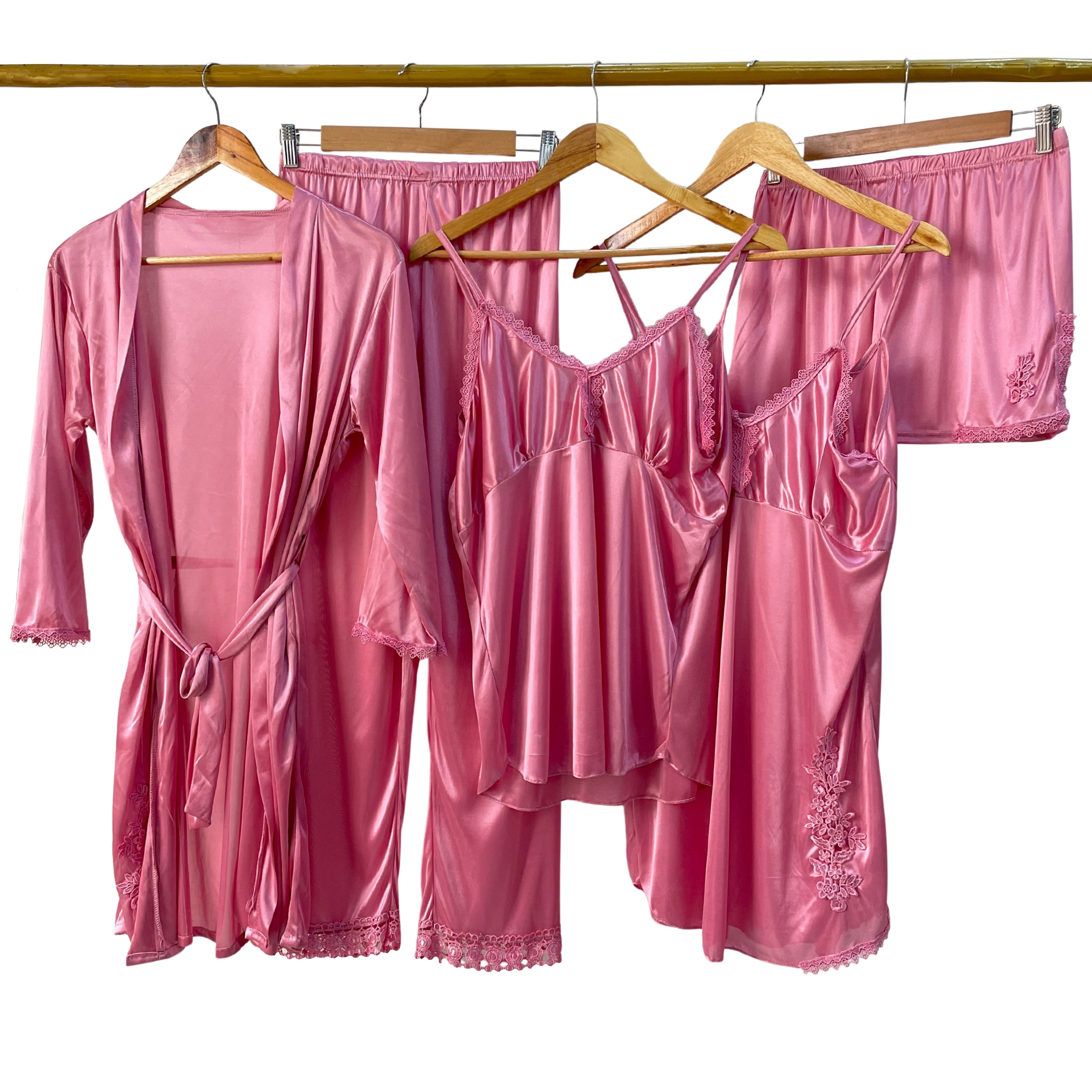 Royal Bridal Silk 5pcs Nightgown set