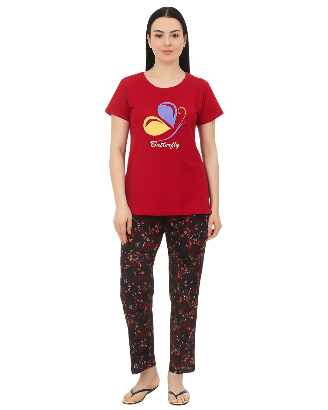 Cotton PJ Set - Crimson Flutter