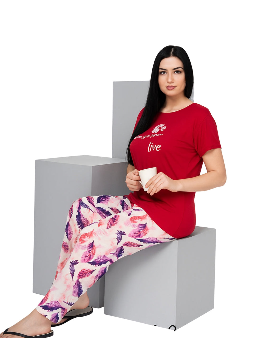 Cotton PJ Set - Berry Bloom - Red