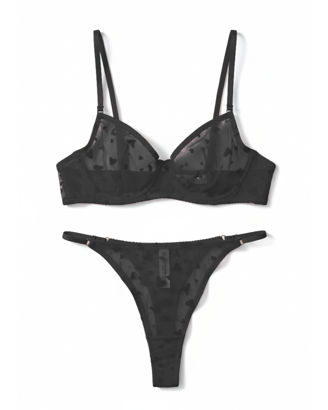 Bra Set - Blush Hearts - Black