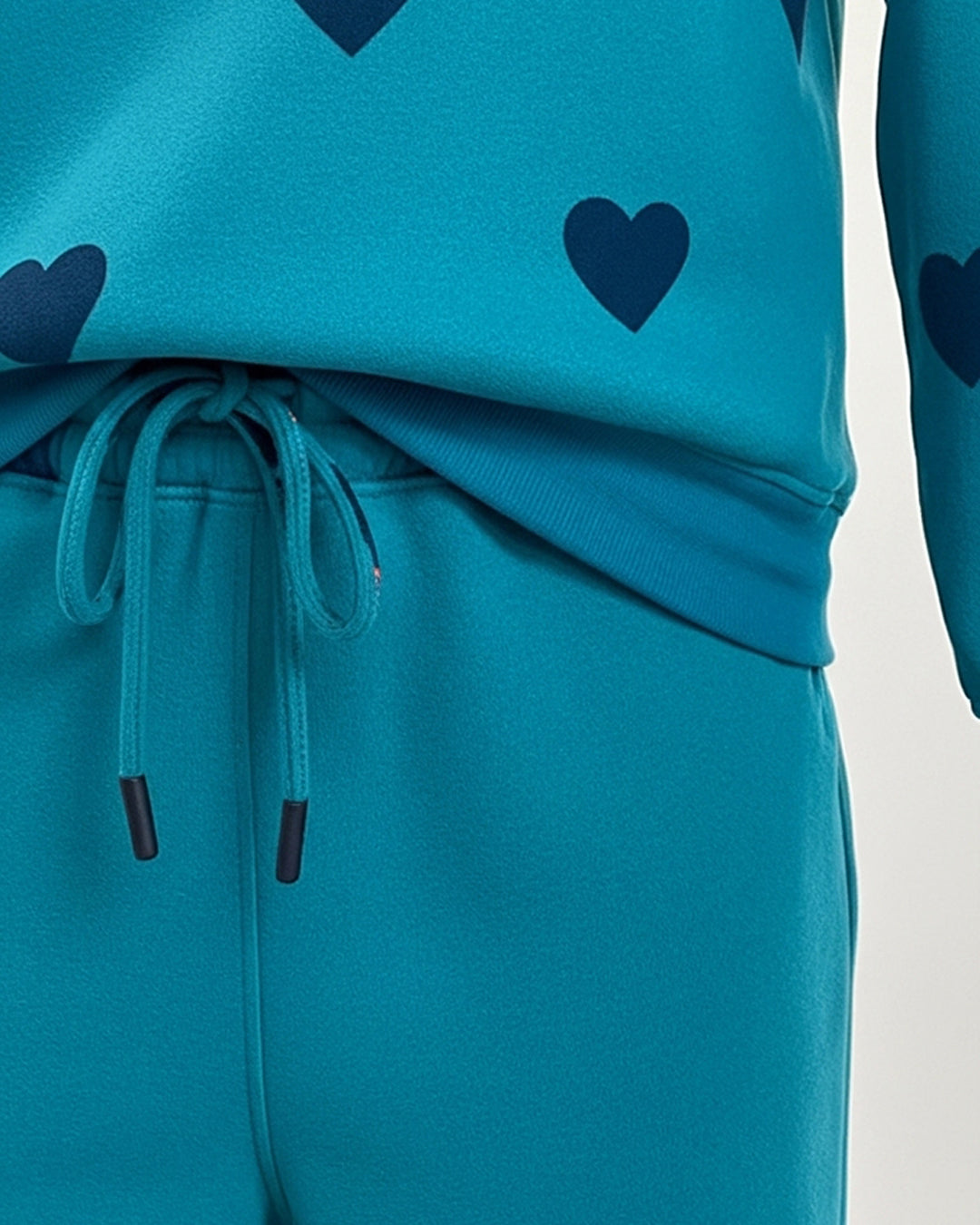 Fleece Pajama Set – Heart Cozy - Sea Green