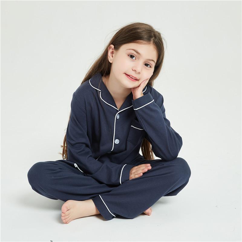 Femmeease - Kids Comfy Linen PJ Sets - Blue