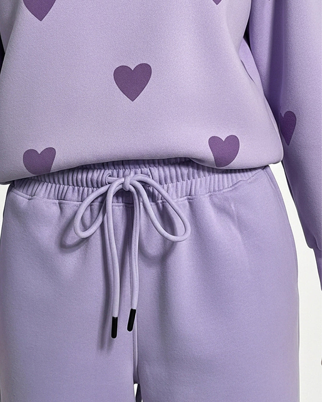 Fleece Pajama Set – Heart Cozy - Purple