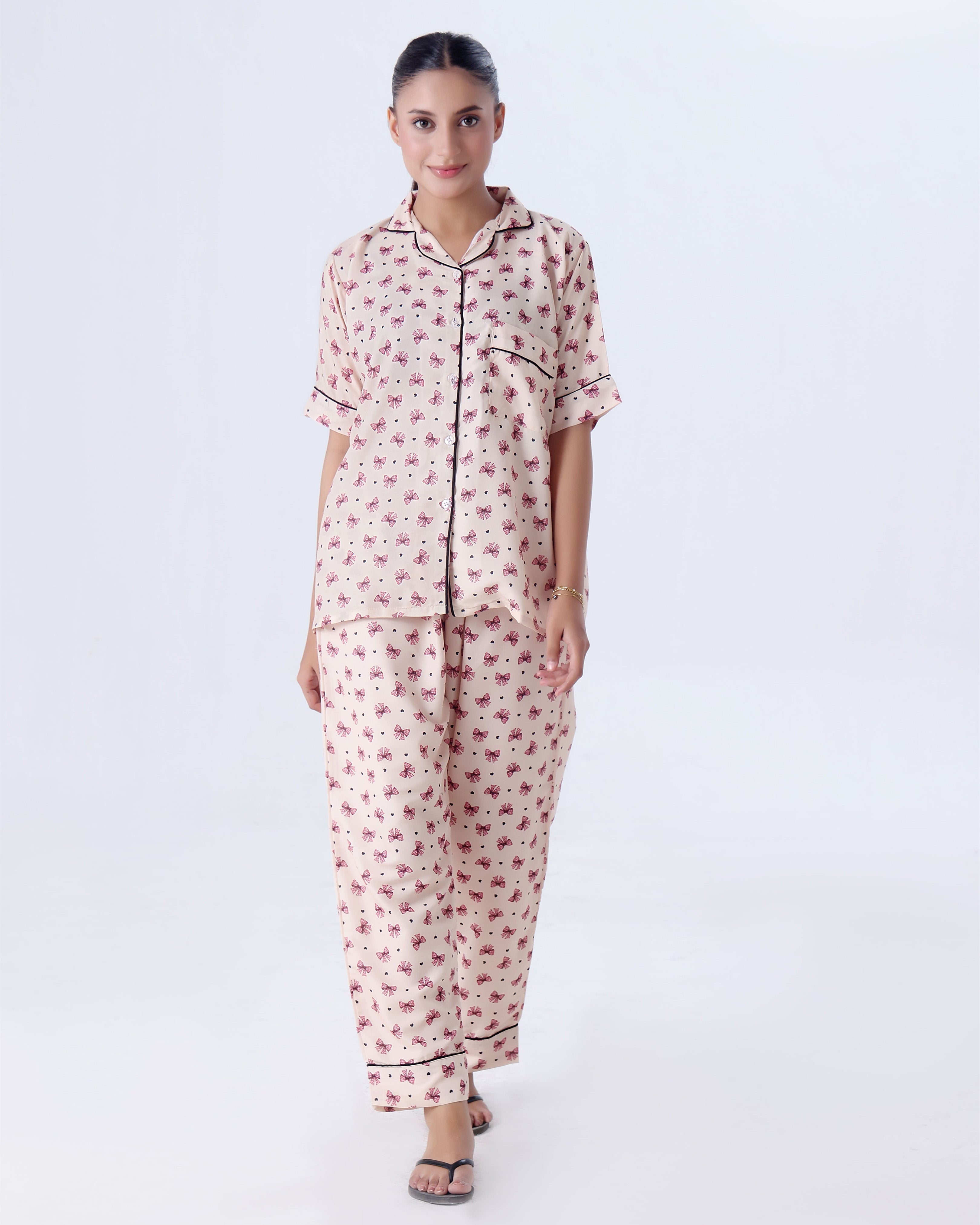 Summer Pajama Suit - Ribbon And hearts