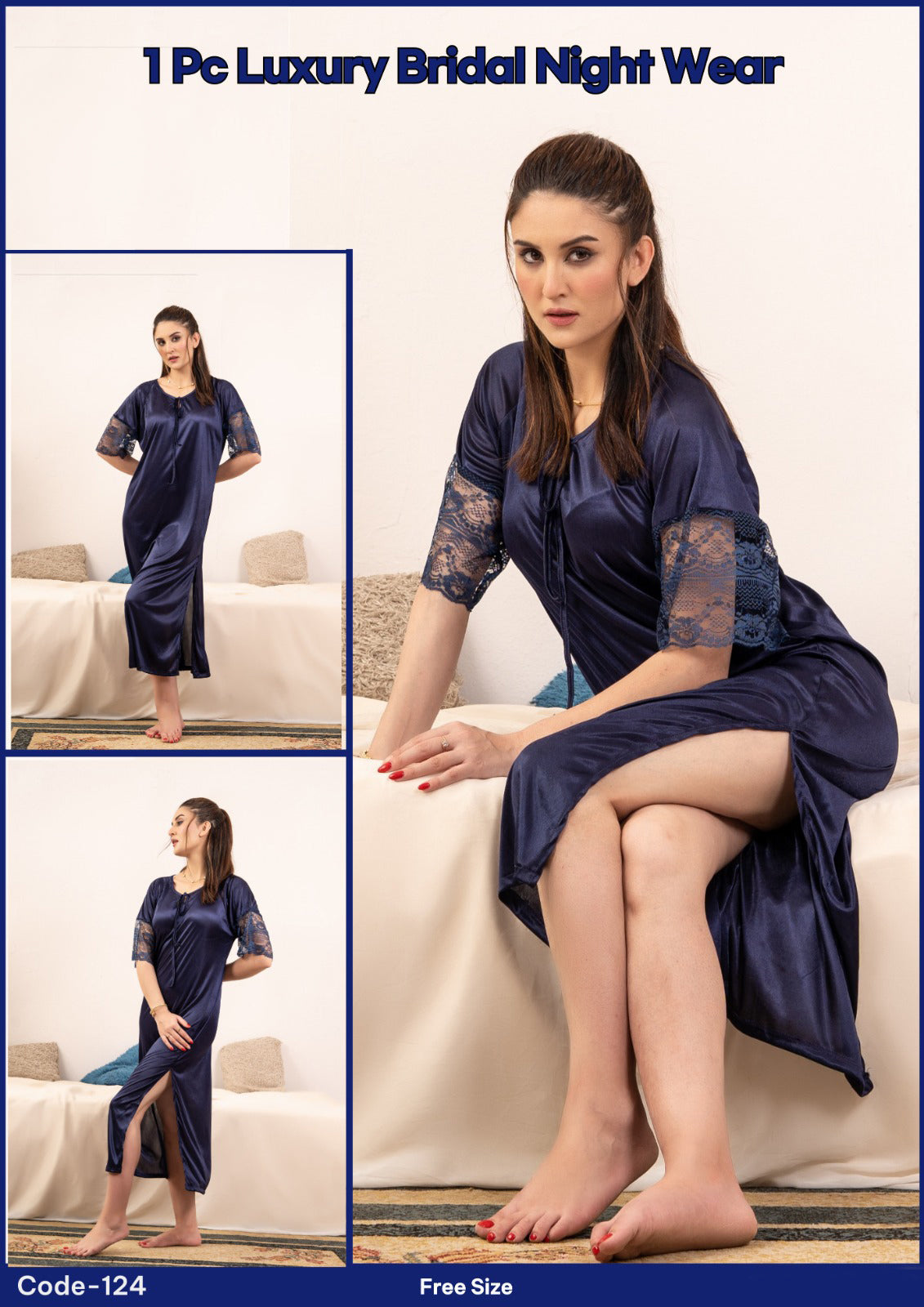 Femmeease - 1 Pcs Silk Gown - 124