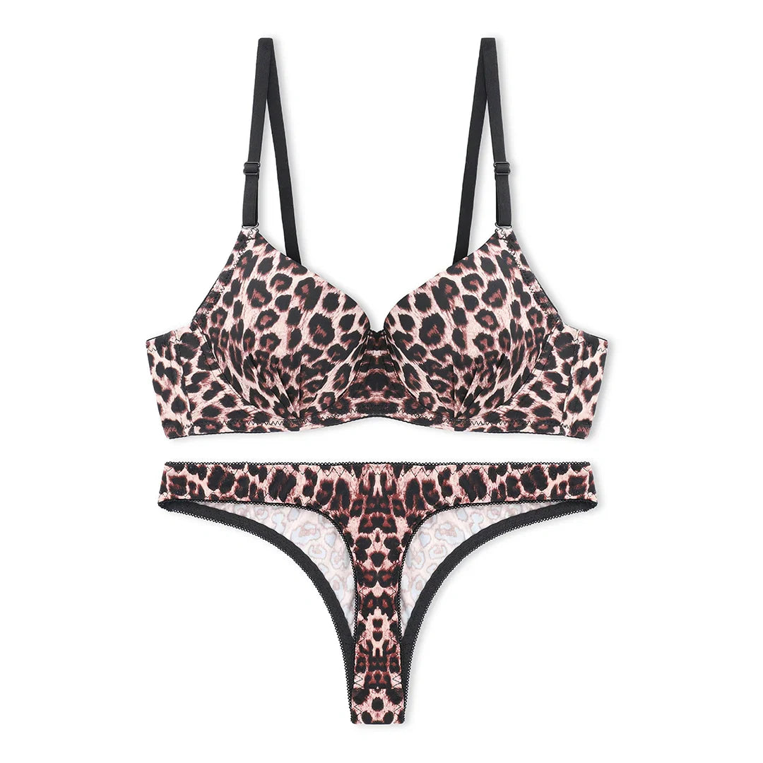 Jaguar Print Padded Bra and Panty Set
