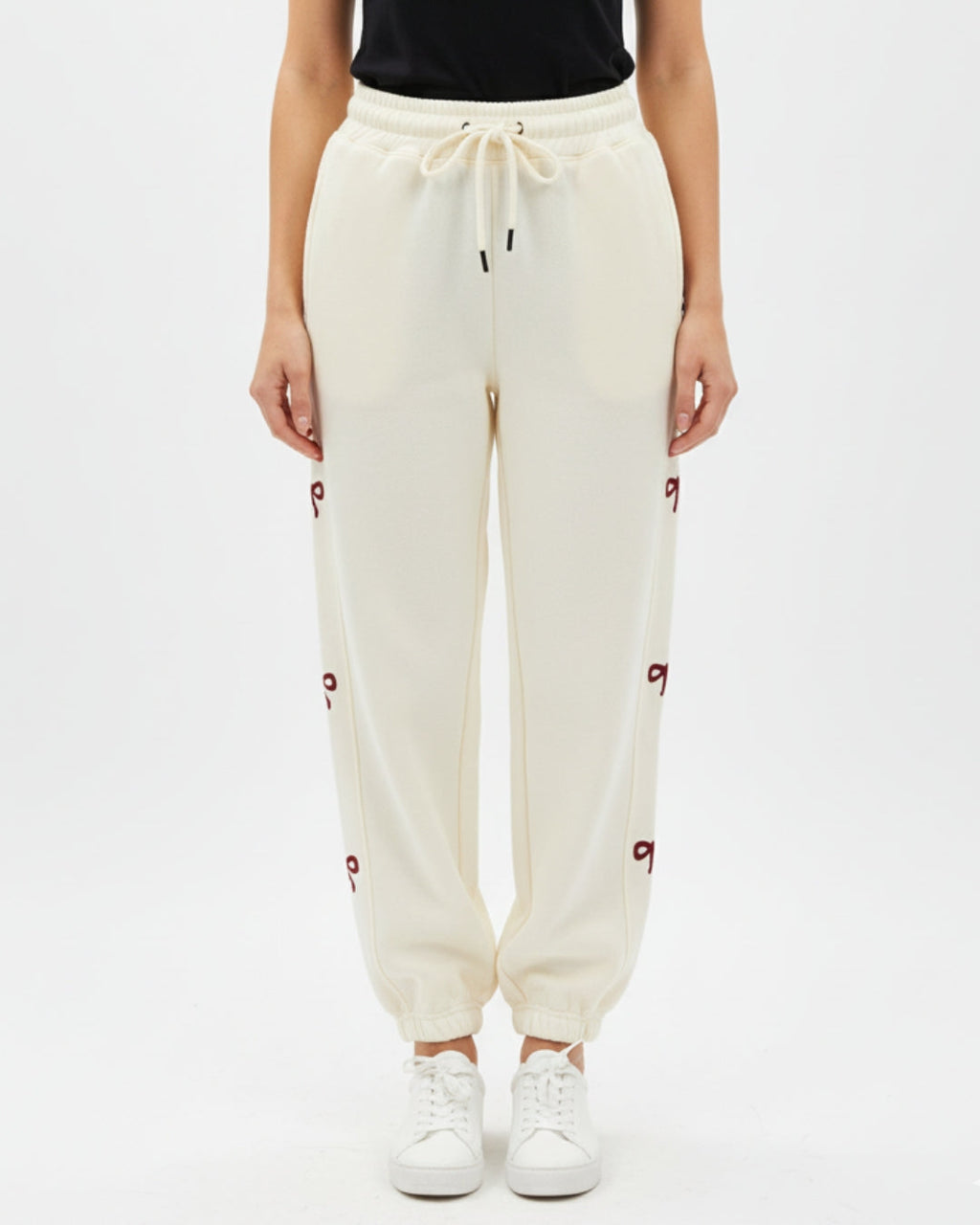 Fleece Trouser – Bow Print - Off White