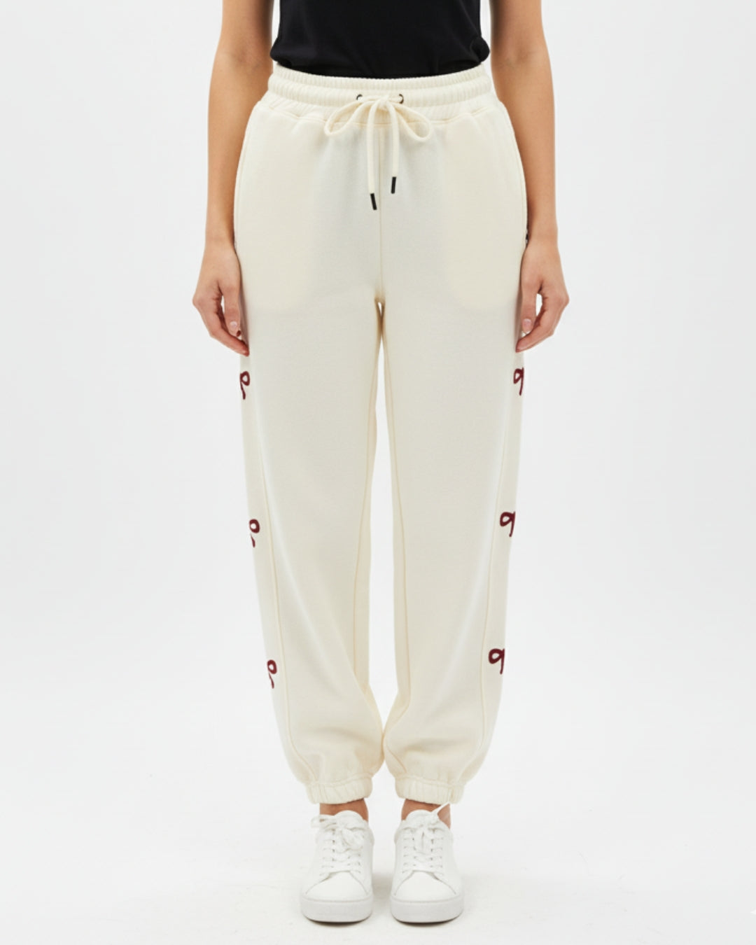 Fleece Trouser – Bow Print - Off White