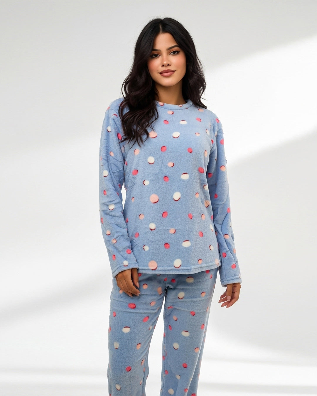 Fleece Pajama Suit - Sky Dots