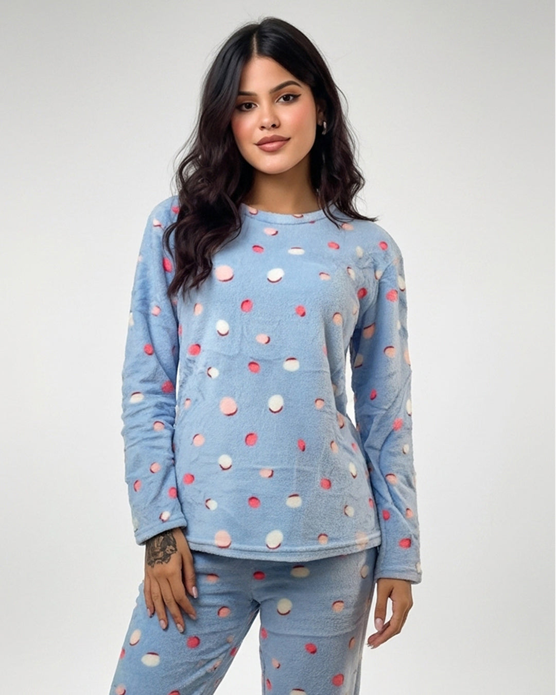 Fleece Pajama Suit - Sky Dots