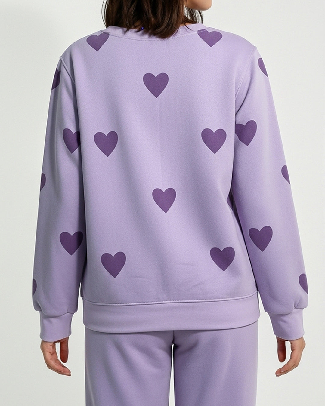 Fleece Pajama Set – Heart Cozy - Purple