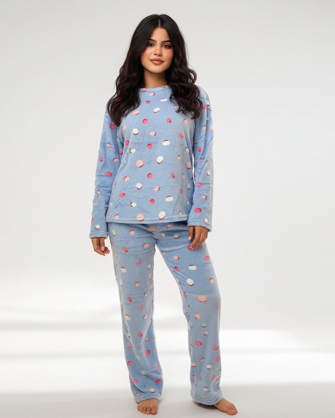 Fleece Pajama Suit - Sky Dots