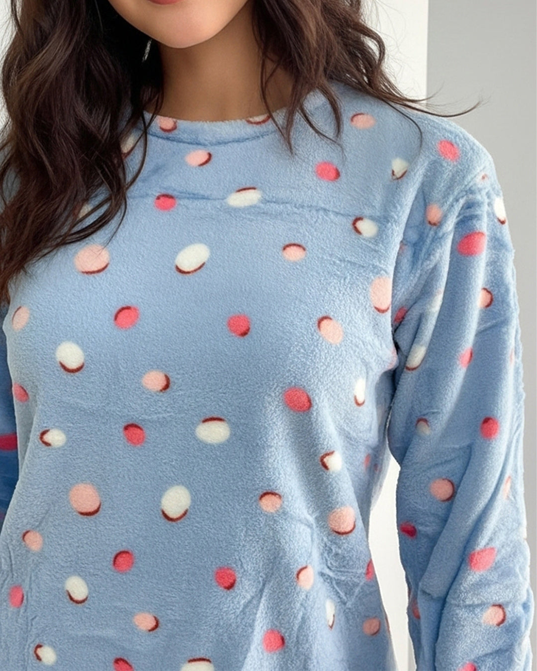 Fleece Pajama Suit - Sky Dots