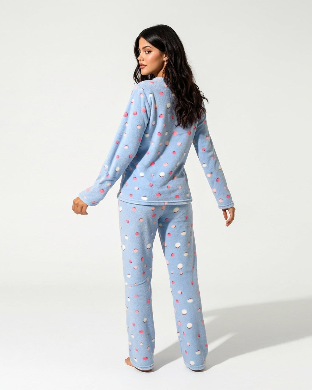 Fleece Pajama Suit - Sky Dots