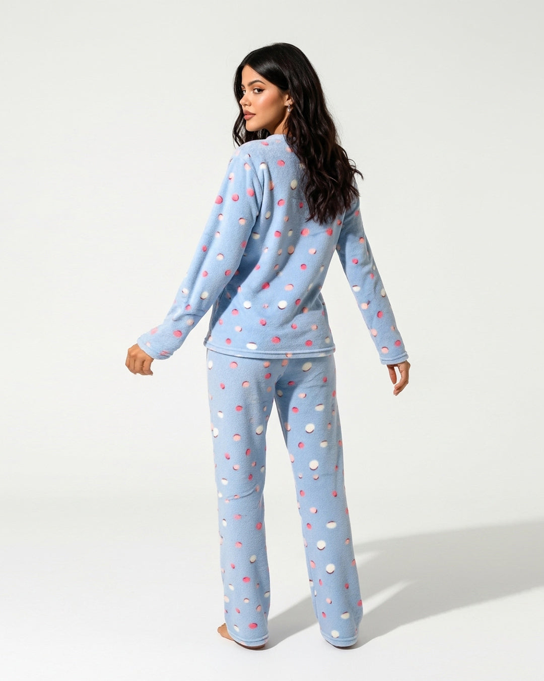 Fleece Pajama Suit - Sky Dots