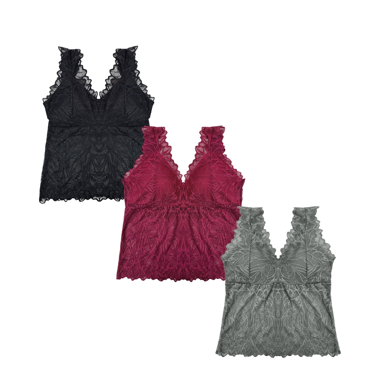 Pack of 3 Tank Top - Padded Sheer