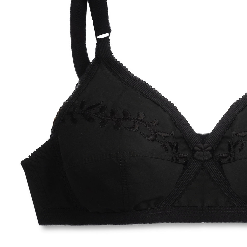 Embroidered Weave Casual Non Padded Wireless Bra