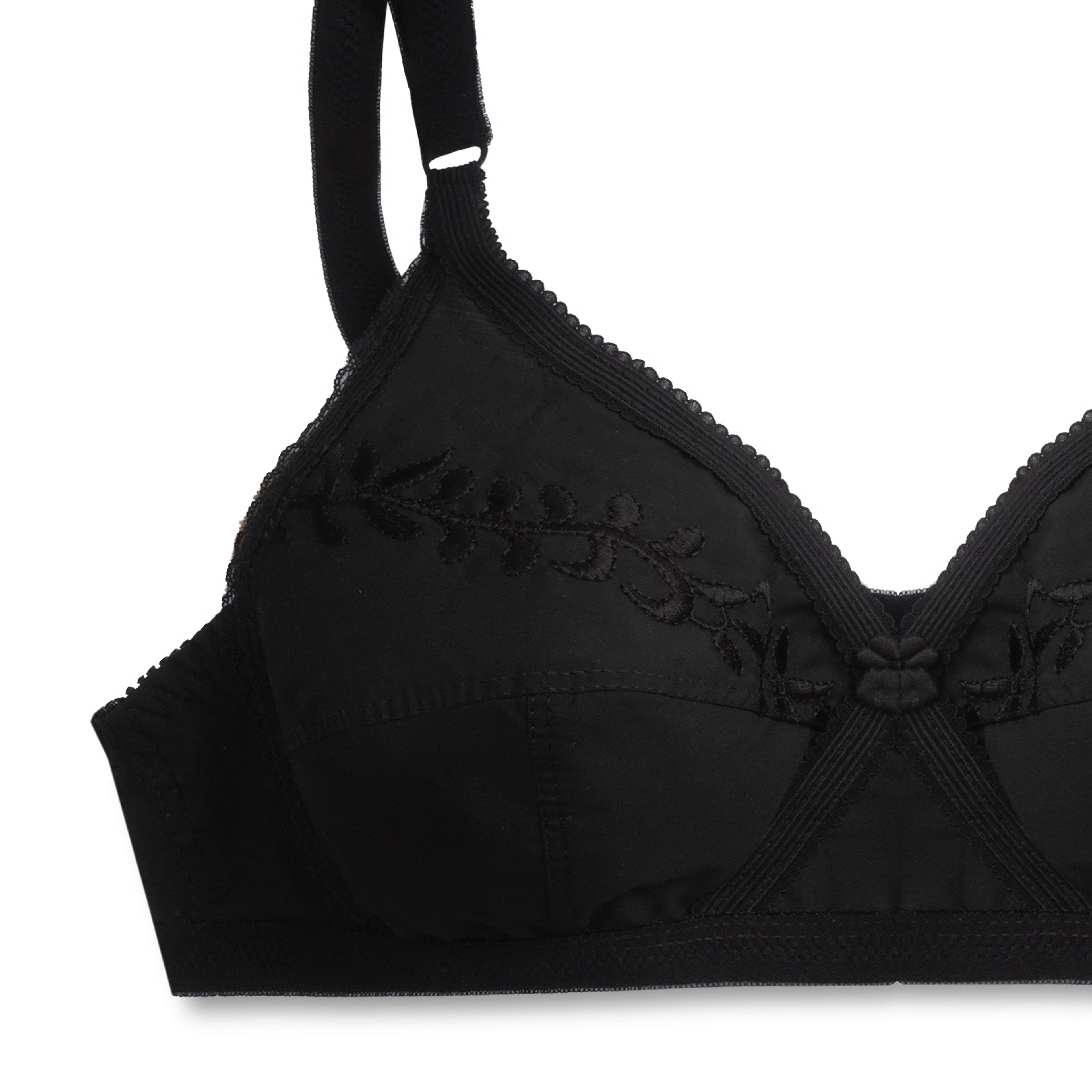 Embroidered Weave Casual Non Padded Wireless Bra