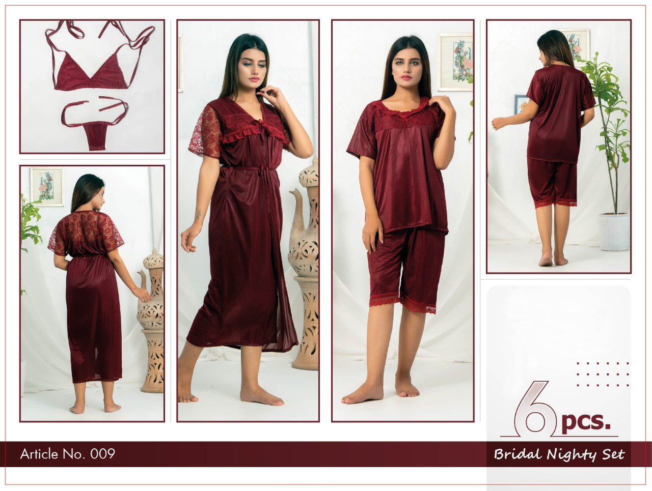 Femmeease - 6 Pcs Nighty Set - 009