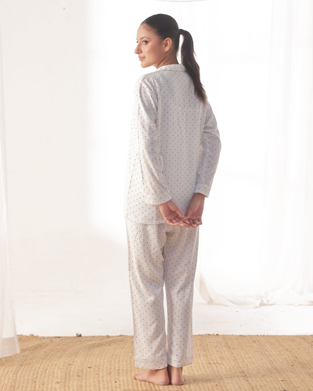 Linen Pajama Suit - SoftDot Sheer