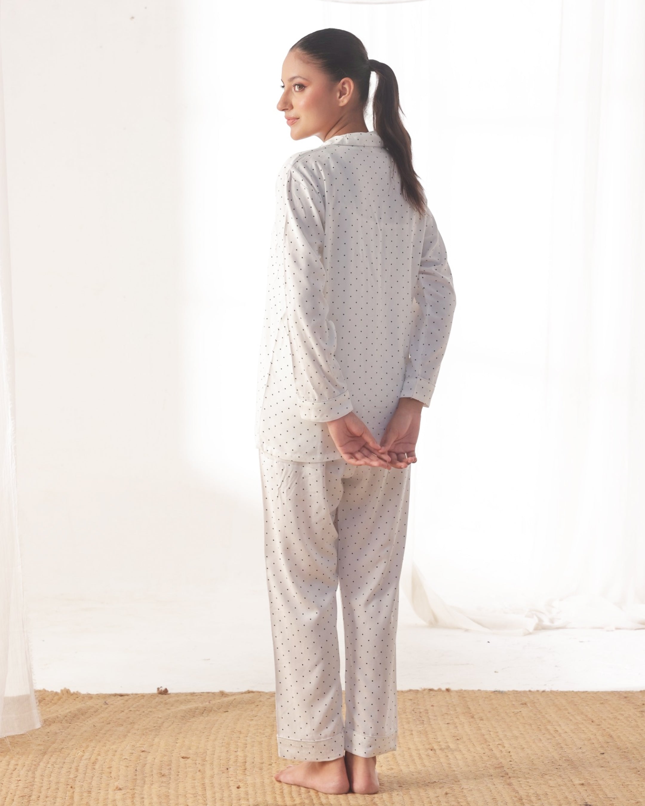 Linen Pajama Suit - SoftDot Sheer