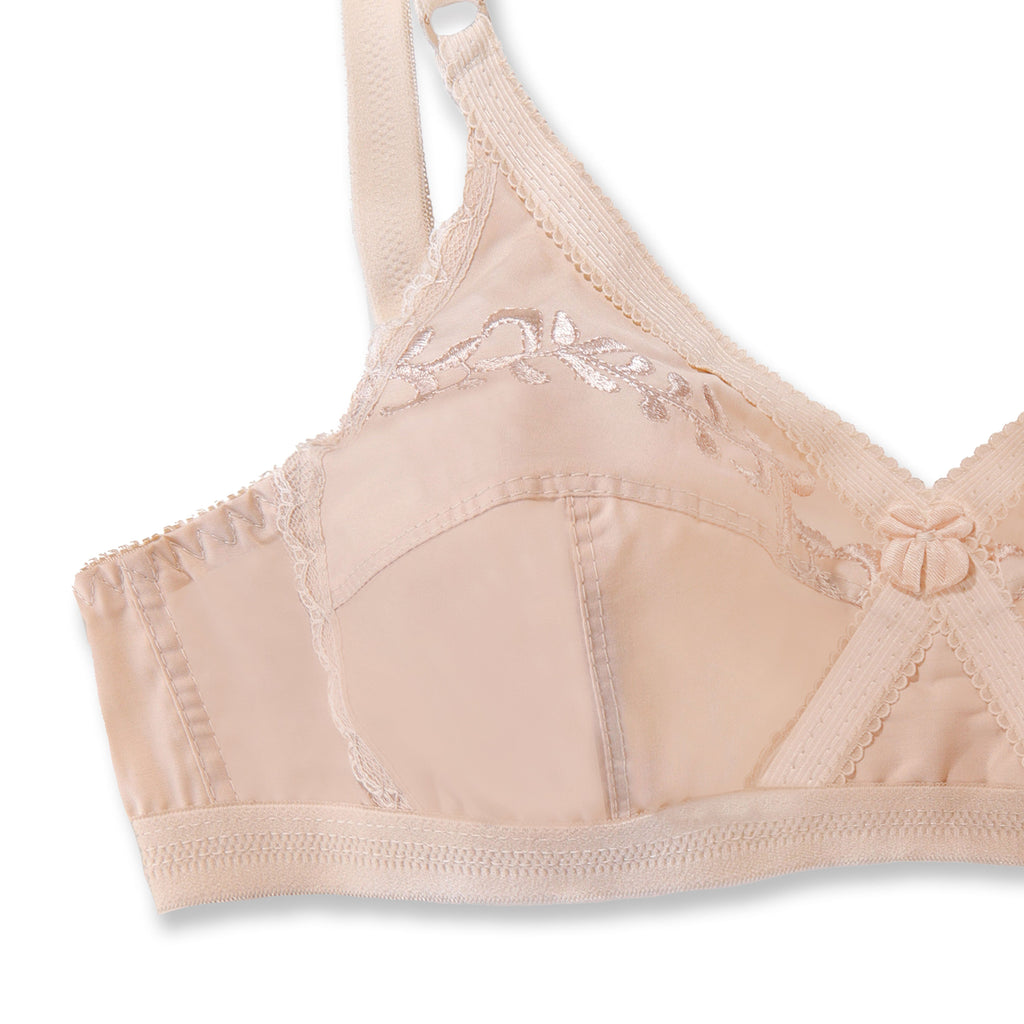 Embroidered Weave Casual Non Padded Wireless Bra