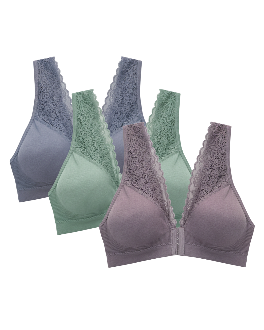 Pack of 3 Padded Front Hook Maternity Bra - GraceFit