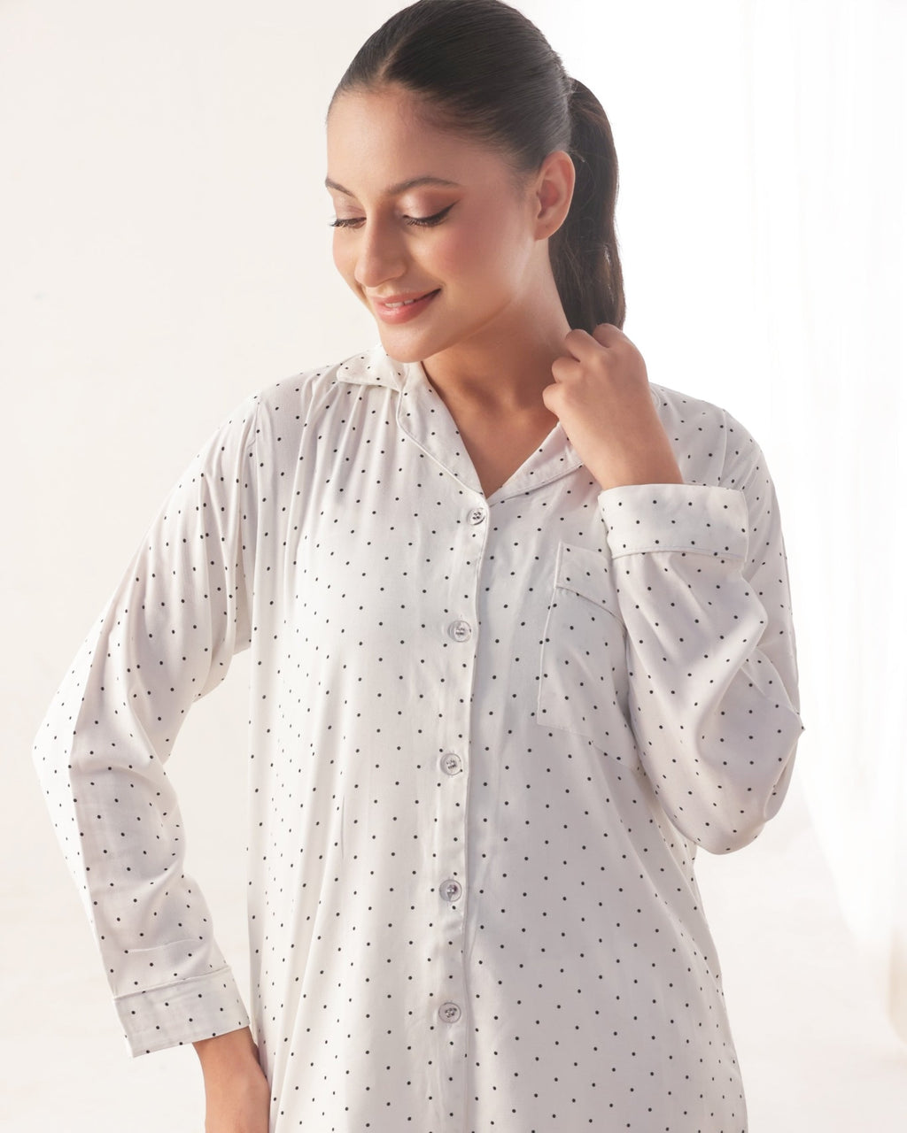 Linen Pajama Suit - SoftDot Sheer