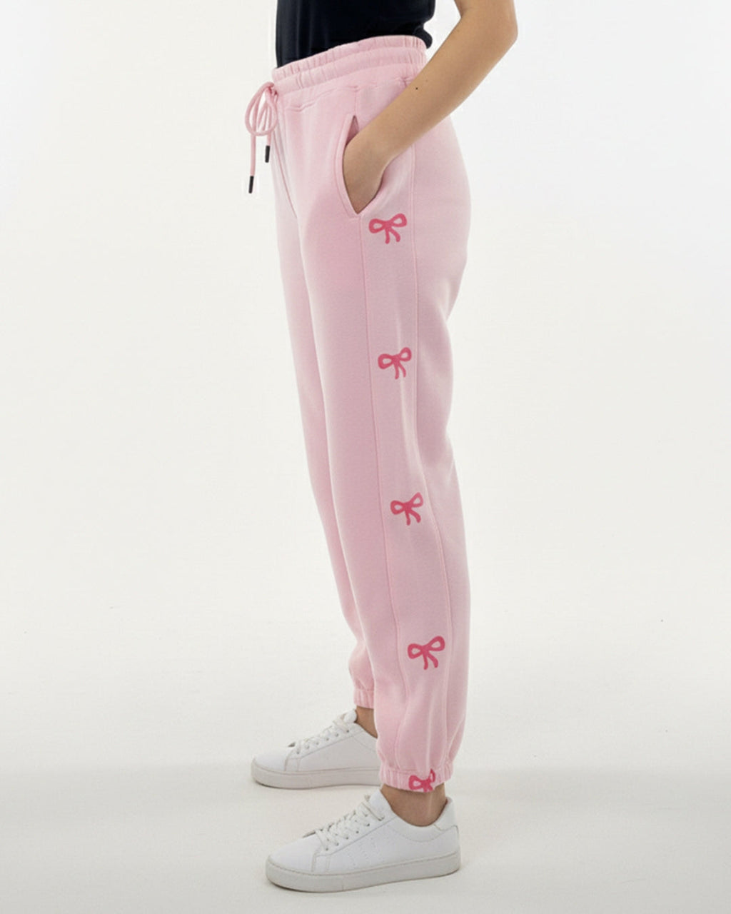 Fleece Trouser – Bow Print - Pink