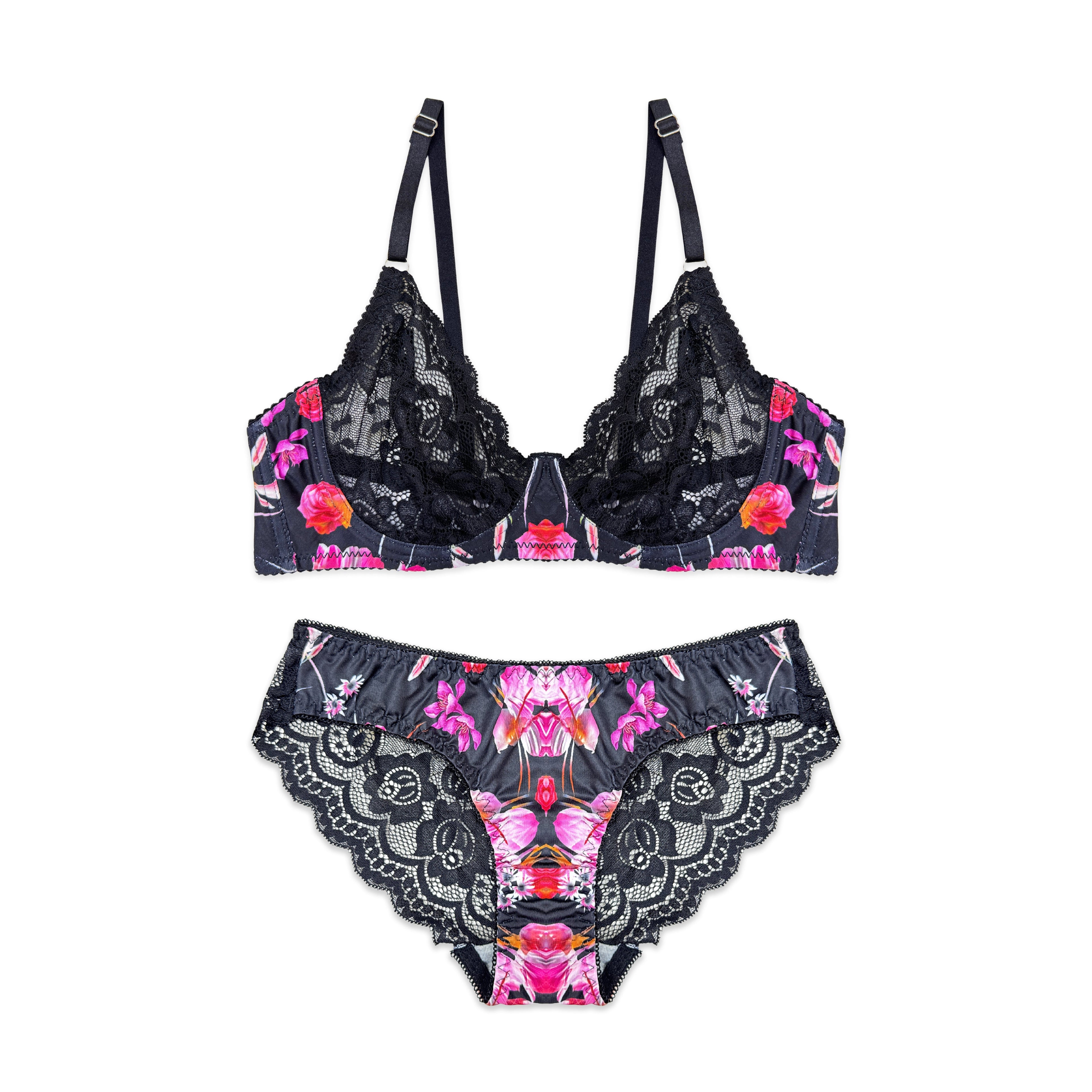 Rose Punch Non Padded Bra and Panty Set