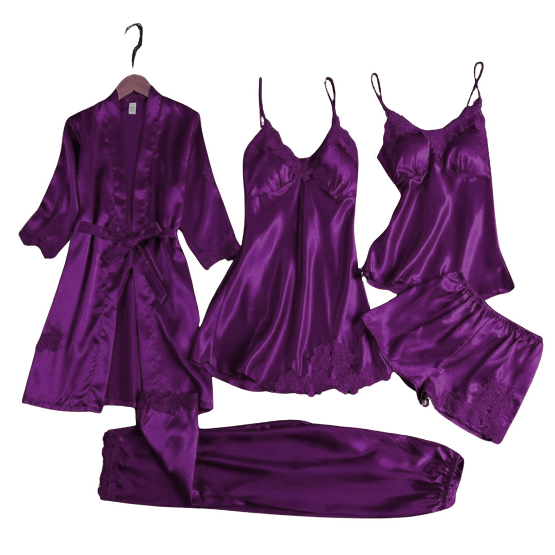 Royal Bridal Silk 5pcs Nightgown set