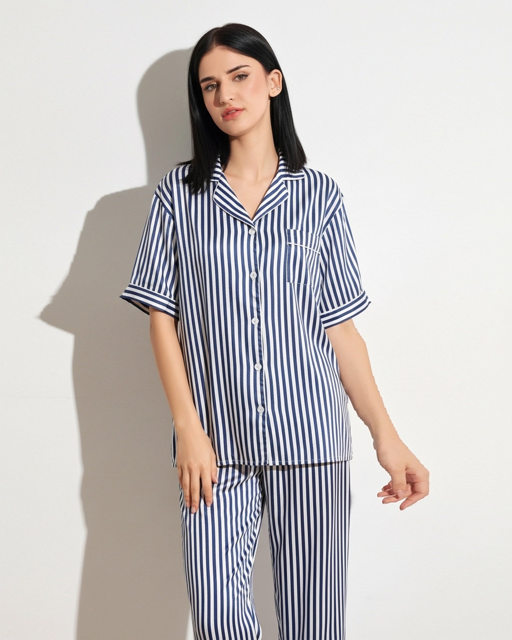 Linen Pajama Suit - Urban Stripes