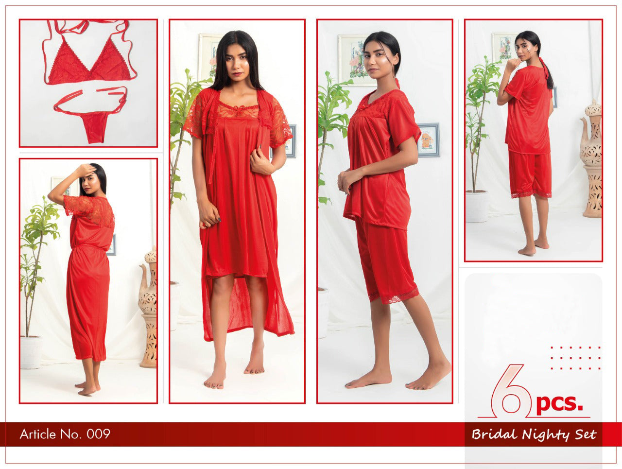 Femmeease - 6 Pcs Nighty Set - 009
