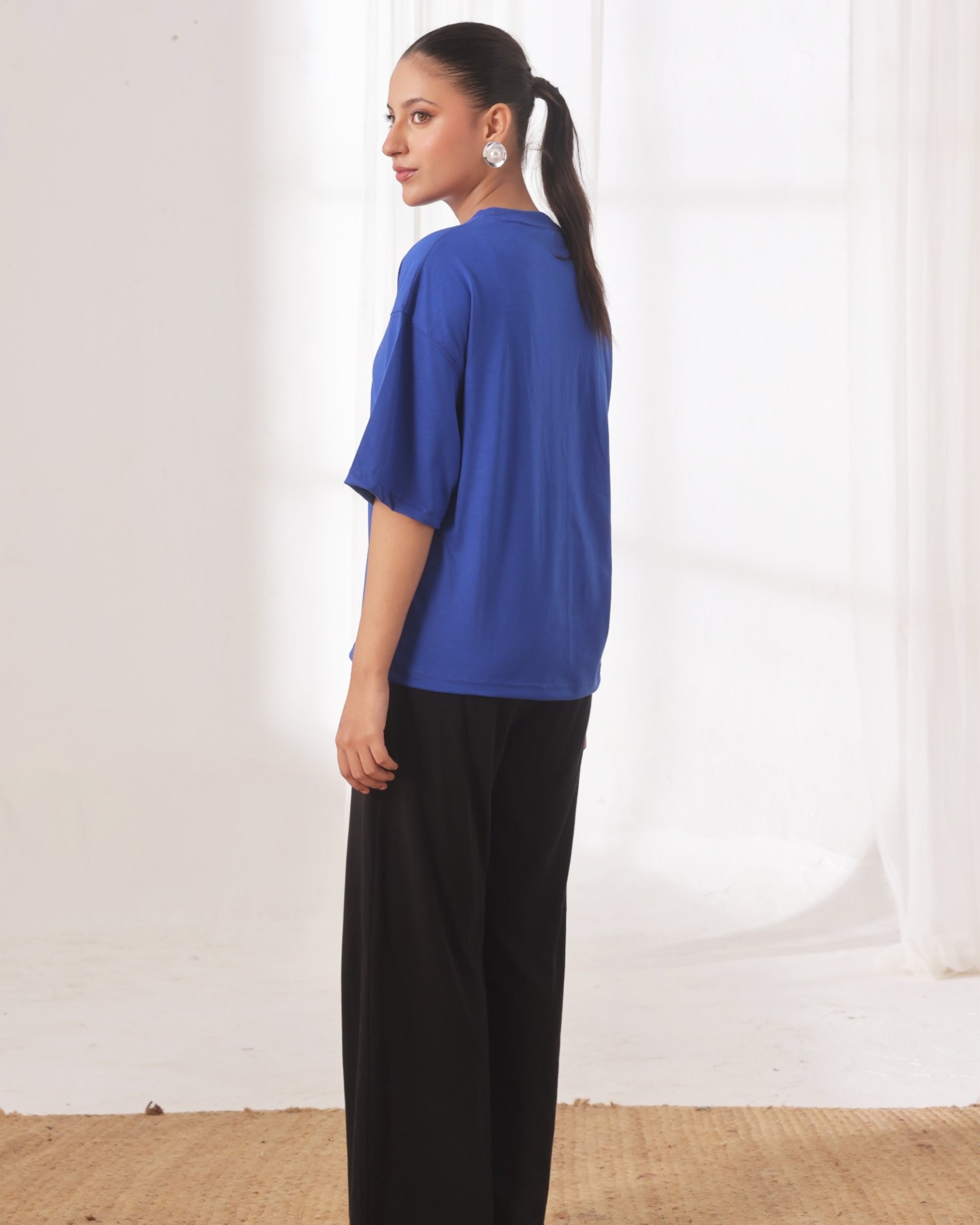 Drop Shoulder Graphic Tee - Go Easy Blue