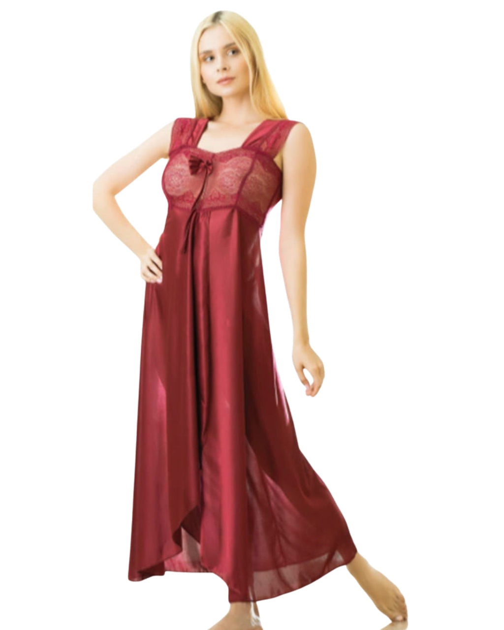 Elegant 1 Piece Cross Cut Long Nightie (011)