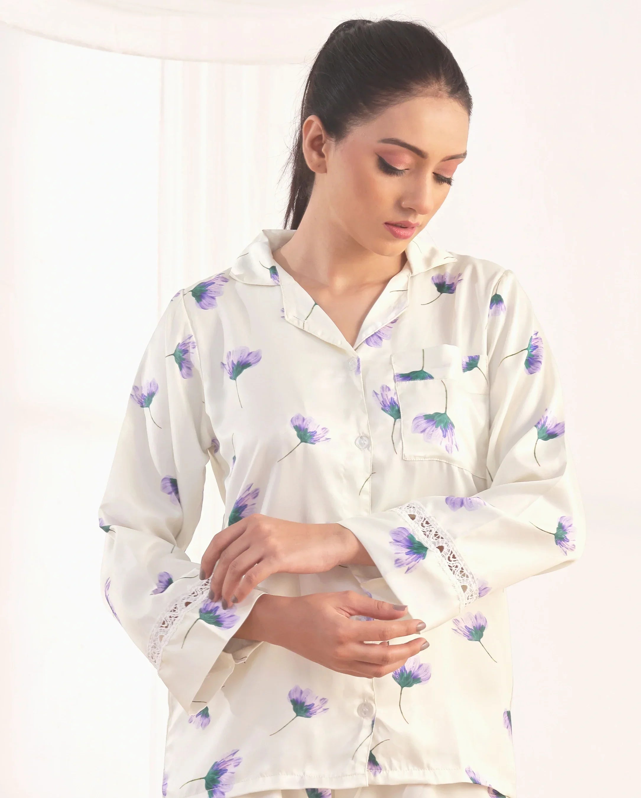 Silk Pajama Suit - Floral Haze