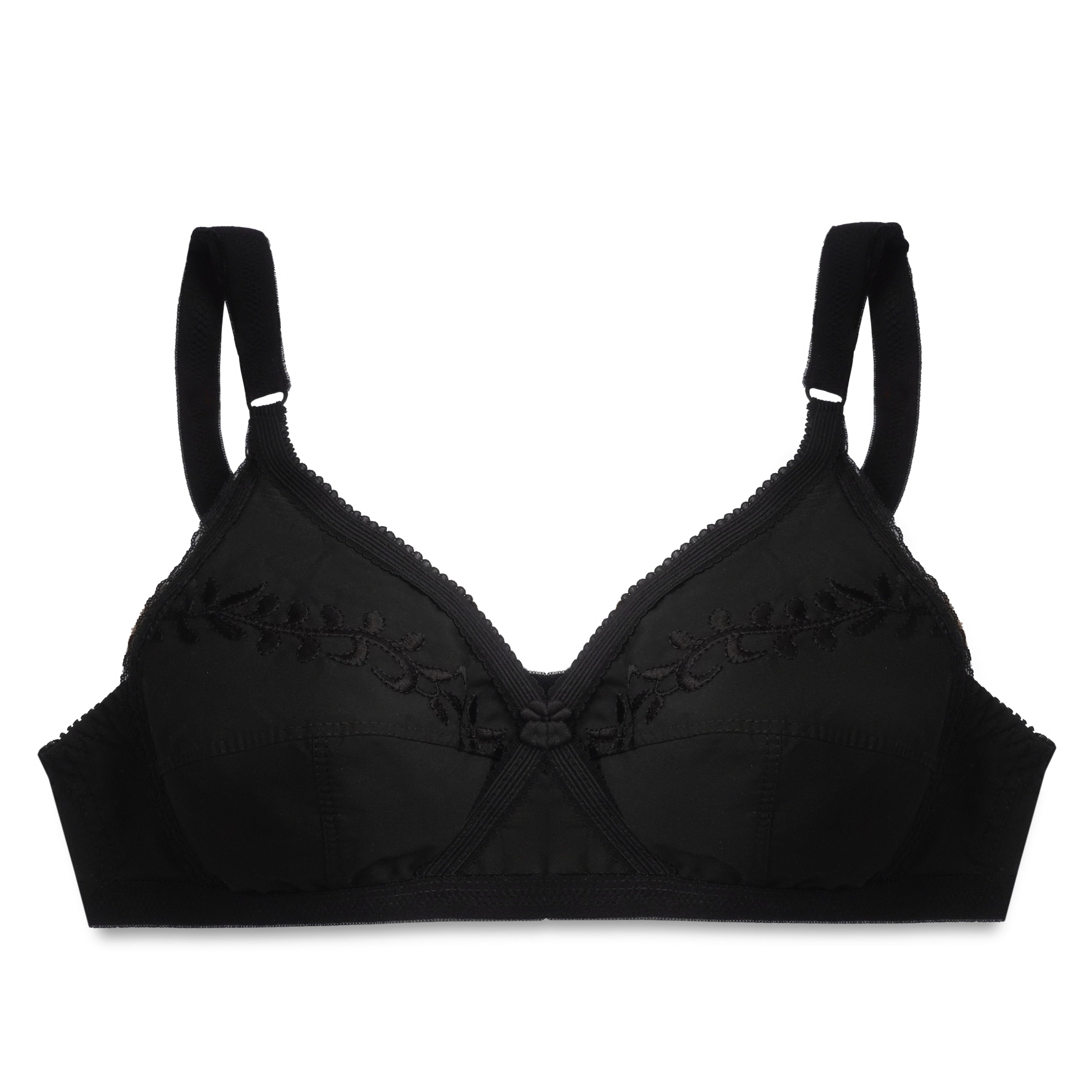 Embroidered Weave Casual Non Padded Wireless Bra