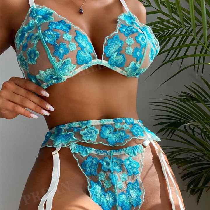 Garter Set - Azure Bloom