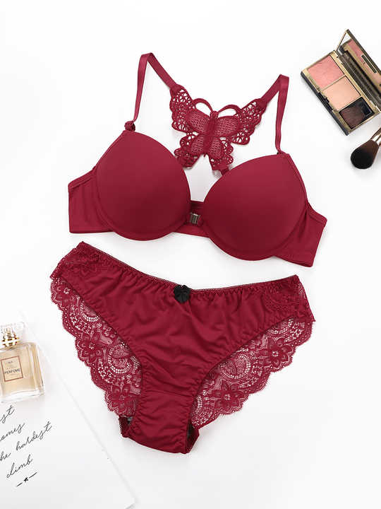 Femmeease - Butterfly  Front lock Bra panty set