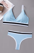 Femmeease - Seamless Sports Bra and Thong Set Free Size - Blue